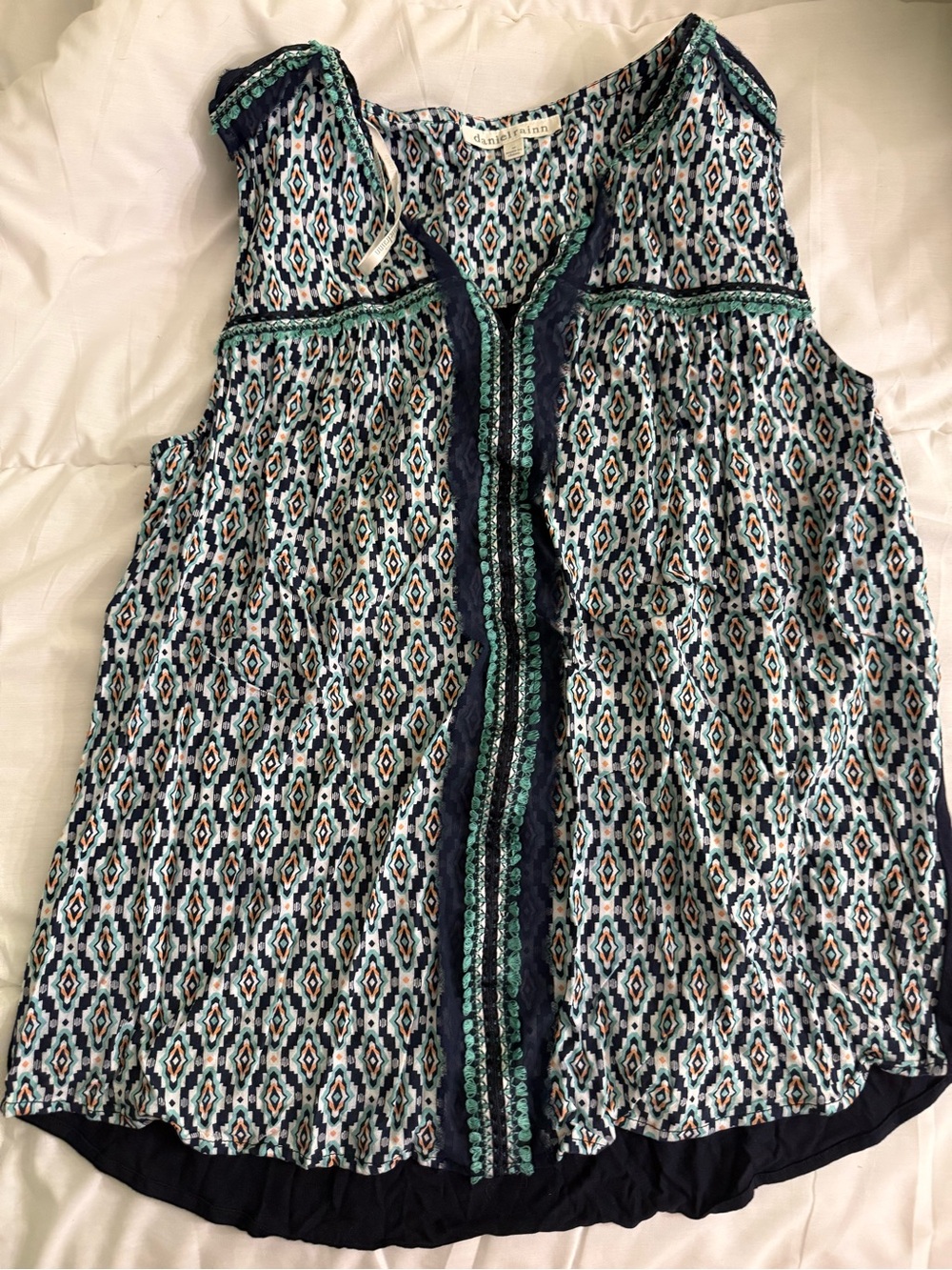 Daniel Rainn Blue & Teal Printed Sleeveless Top